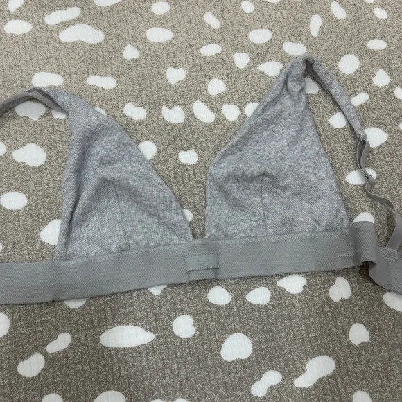 SKIMS bralette cotton ribbed plunge vneck heather gray adjustable - Picture 4 of 8